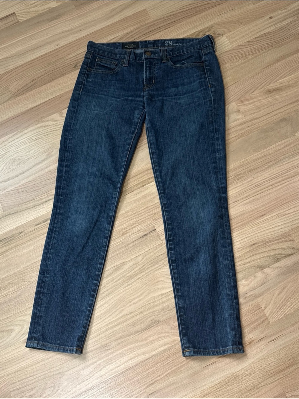 J CREW Toothpick Jeans Womens 28 Blue Skinny Stretch Denim Ankle